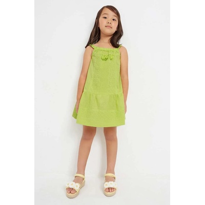 Mayoral Детска памучна рокля Mayoral в зелено среднодълъг модел със стандартна кройка (3938.6H.MINI)