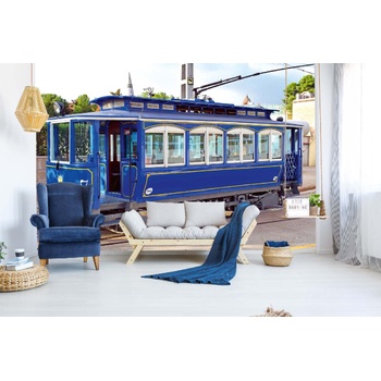DIMEX ART s. r. o Самозалепваща се флизелинова фототапета стар син трамвай 375 x 250 см