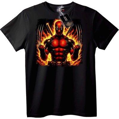 NOONEBRAND Тениска Deadpool с огнени нокти - XS, Black
