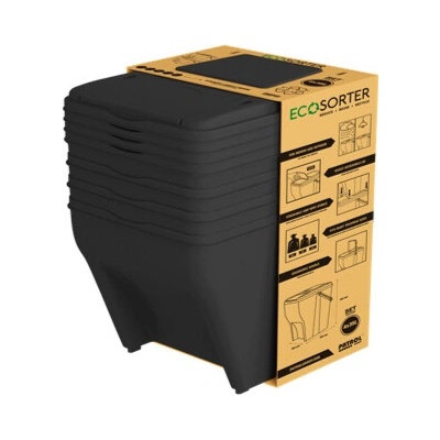 Ecosorter Stohovateľné nádoby na triedený odpad - zostava 4 x 25l, antracitová