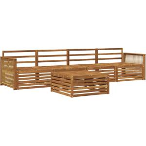 vidaXL Комплект дивани за открито 5 бр. Натурално (3382997)