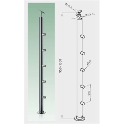 JAP Nerezový sloupek ke kotvení ze shora pro nerezový prut, malá patka, AISI 304 – Sleviste.cz
