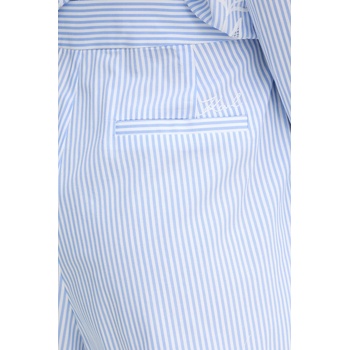 Karl Lagerfeld Памучен къс панталон Karl Lagerfeld в синьо с десен с висока талия A2W10159 (A2W10159)