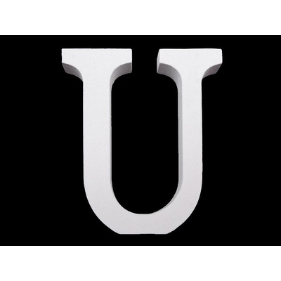 Dřevěná dekorace písmena abecedy - "U" bílá sněžná