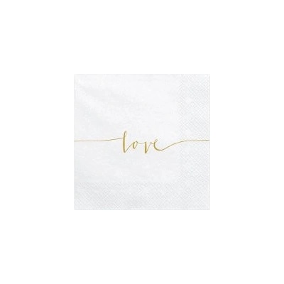 PartyDeco Papírové ubrousky Love 33x33cm 20ks