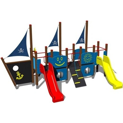Playground System velká designová sestava dvě skluzavky 4U505K celokovová
