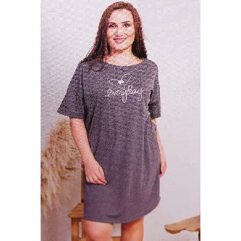 Тъмносива макси нощница с надпис и сърце