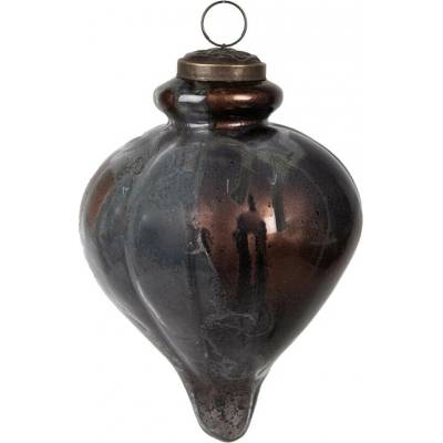 Clayre & Eef Hnědá antik skleněná ozdobá špičatá baňka Ø 10*15 cm