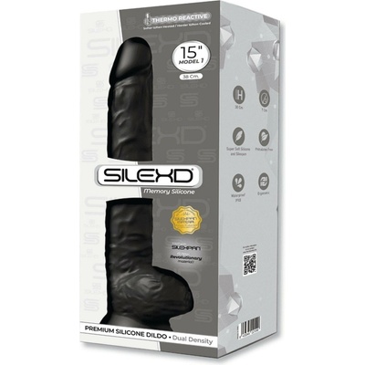 Silexd Model 1 Realistic Penis Premium Silexpan Silicone Black 38 Cm