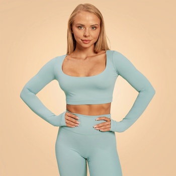 GymBeam BeastPink Дамски топ Sense Crop Top Storm Blue M