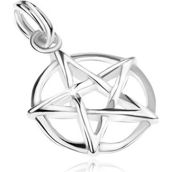 Šperky eshop Prívesok pentagram v kruhu striebro 925 SP01 30