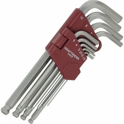 Kraftwerk Sada klíčů Inbus 1,5-10,0mm s kuličkou 10ks KR-3602