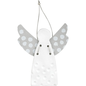 Textilomanie Porcelánový závesný anjel DOTS SILVER 9 cm