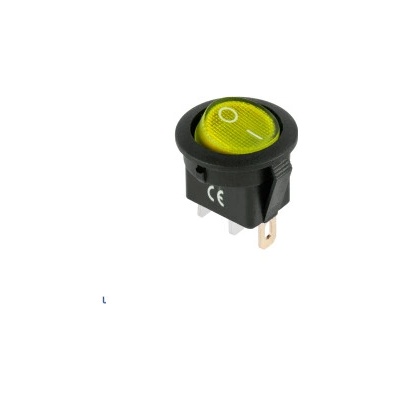 Kolískový prepínač 3-pin, 12V, žltý, podsvietený PRK0018E