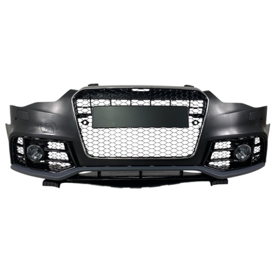 Предна броня за Audi A5 (2011-2015) с халогени - RS5 Design с хром лайсна и отвори за парктроник (BUMPA5CLB)