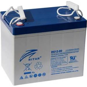 Ritar Оловна гелова батерия RITAR (DG12-80), 12V, 80Ah, 260 / 169 /211 mm F15/M6 / F11/M6 RITAR, За соларни системи (RITAR-DG12-80) - megamag