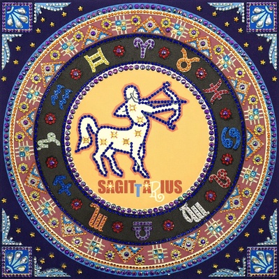 Диамантен Гоблен "Зодия Стрелец " - 35 x 35 см, Специални мъниста