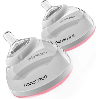 Nanobebe Преходни бутилки Nanobebe - 2 х 240 ml, розови (31202)