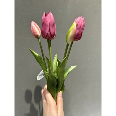 Kytička tulipánov Real Touch 5 ks tmavoružová - Nuvole di Stoffa