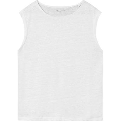 KnowledgeCotton Apparel Дамски топ KnowledgeCotton Apparel Women's Loose Fold Up Linen Top - Bright White - размер XXL (916-4446-0215)