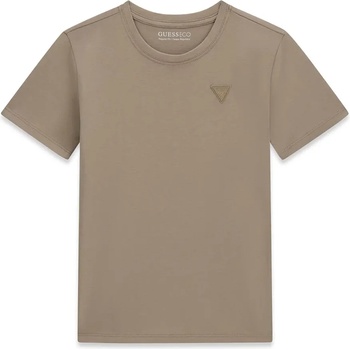 GUESS Едноцветна бежова тениска за момче с малко гумирано лого Guess