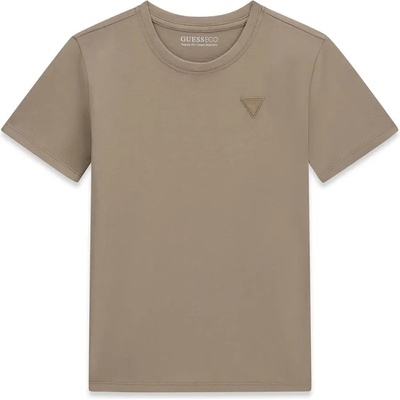 GUESS Едноцветна бежова тениска за момче с малко гумирано лого Guess