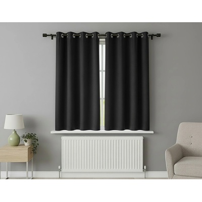 Mybesthome New Vitoria Blackout Zatemňovací krátký závěs s kroužky, 135 × 160 cm, černý, 1 ks