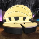 Swing&Harmonie LED - Sun Island Rattan Lounge Polyratanová sedacia súprava Lounger Island 210 cm vrátane poťahu