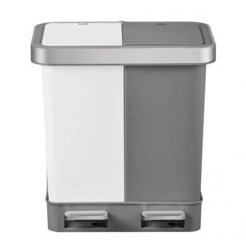 EKO-Europe EKO Кош за разделно събиране на отпадъци с 2 педала HANA DUO - бял/сив - 2 х 10 л (EKO 620020 - White/Grey)