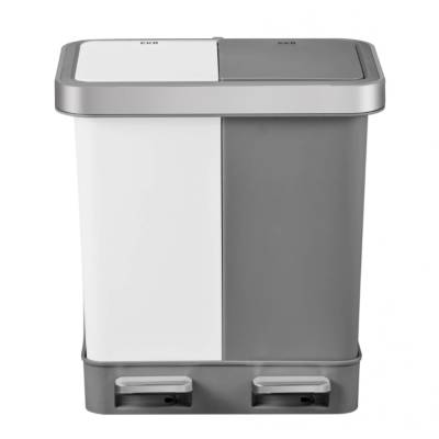 EKO-Europe EKO Кош за разделно събиране на отпадъци с 2 педала HANA DUO - бял/сив - 2 х 10 л (EKO 620020 - White/Grey)