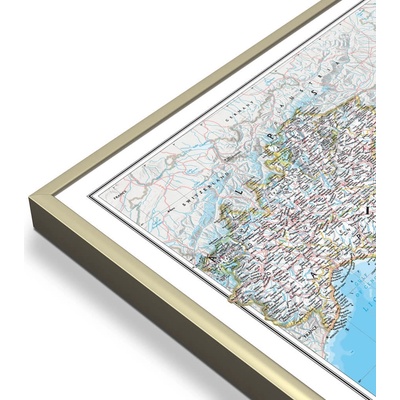 National Geographic Itálie - nástěnná mapa Classic 60 x 85 cm Varianta: mapa v hliníkovém rámu, Provedení: zlatý matný rám