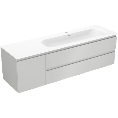 Mexen Orio шкаф за баня 160 см с умивалник Vela дясно, 2S, 1D, сив мат/бял мат - 91A13-16047-3-BBFFF62-W23P01 (91A13-16047-3-BBFFF62-W23P01)