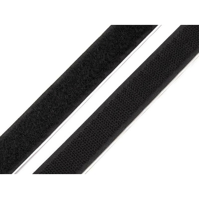 Suchý zip HÁČEK + PLYŠ samolepicí, šíře 20 mm černý, 1m