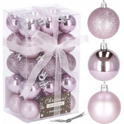 SPRINGOS Vianočné banky ružové mix 3cm sada 30ks