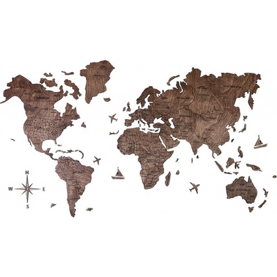 Mapa na stenu - Farba tmavý orech 100 cm x 60 cm