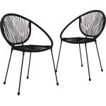 vidaXL Градински столове, 2 бр, PVC ратан, черни (48566)