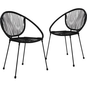 vidaXL Градински столове, 2 бр, PVC ратан, черни (48566)