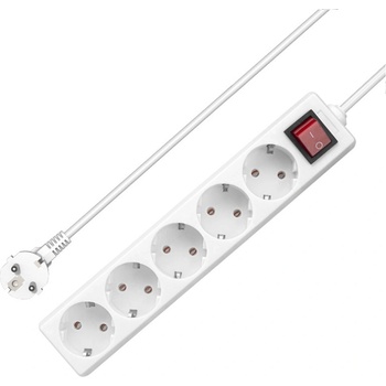 Удължител No brand, 5 гнезда, 250V, 16A, Кабел, 5m, С ключ, Бял - 17882 (17882)