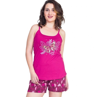 Макси пижама в цикламено и вишнево с апликация