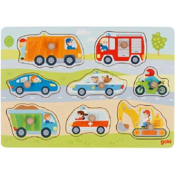 Image 1 of Goki Дървен пъзел с дръжки Goki - Превозни средства (57400)