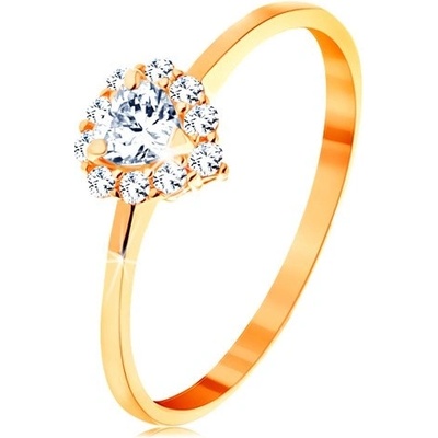 Šperky Eshop Prsten ve žlutém zlatě čiré zirkonové srdíčko s třpytivým okrajem S3GG154.43