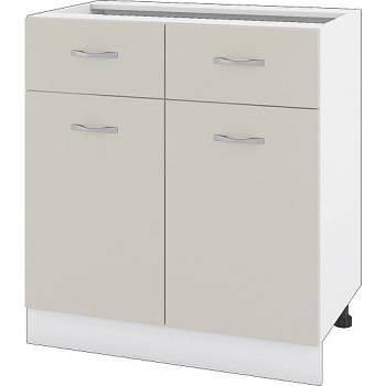 ИРИМ Долен шкаф с две чекмеджета и две врати Сити БС-26 бяло гладко / сатен 80 см