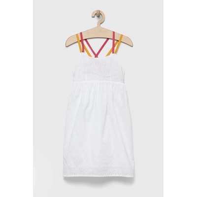 Sisley Детска памучна рокля Sisley в бяло среднодълъг модел разкроен модел (48TAYV00F.G.SEASONAL)