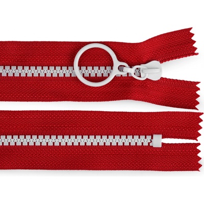 Stoklasa Kostěný zip barevný No 5 délka 15 cm s ozdobným jezdcem Balení: 1 ks, Varianta: 6 (148) červená bílá 6 (148) červená bílá