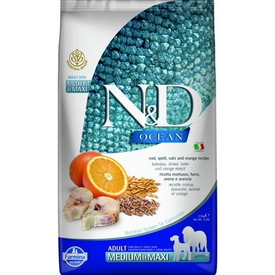 N&D dog LG Ocean Adult Medium & maxi codfish & orange 2,5 kg