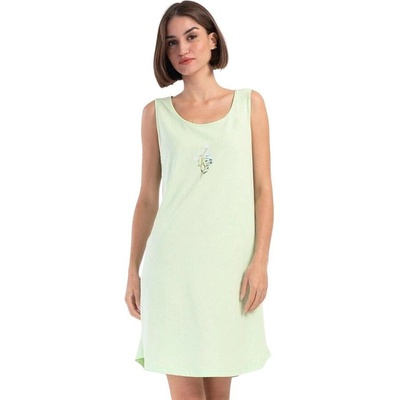 Памучна нощница в светлозелено с цветя