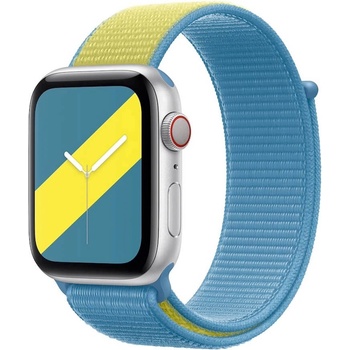 Apple Оригинална текстилна каишка за Apple Watch 38мм, 40мм, 41мм, 42мм (2024) - Apple Sweden Sport Loop (син-жълт) (mj573zm/a)