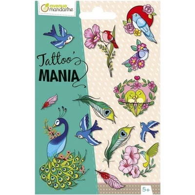 Avenue Mandarine Tetování dočasné Tattoo' Mania ptáci 1ks