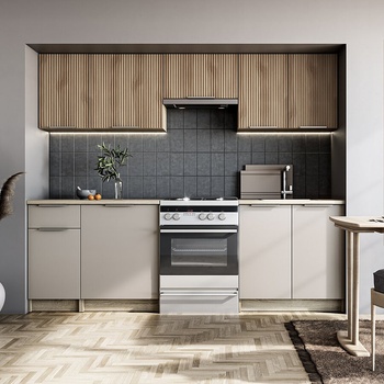 Halmar TATIANA 240 - кухня с кашмир и релеф орех (TATIANA240/kitchen/1)