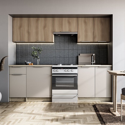 TATIANA 240 - кухня с кашмир и релеф орех (TATIANA240/kitchen/1)